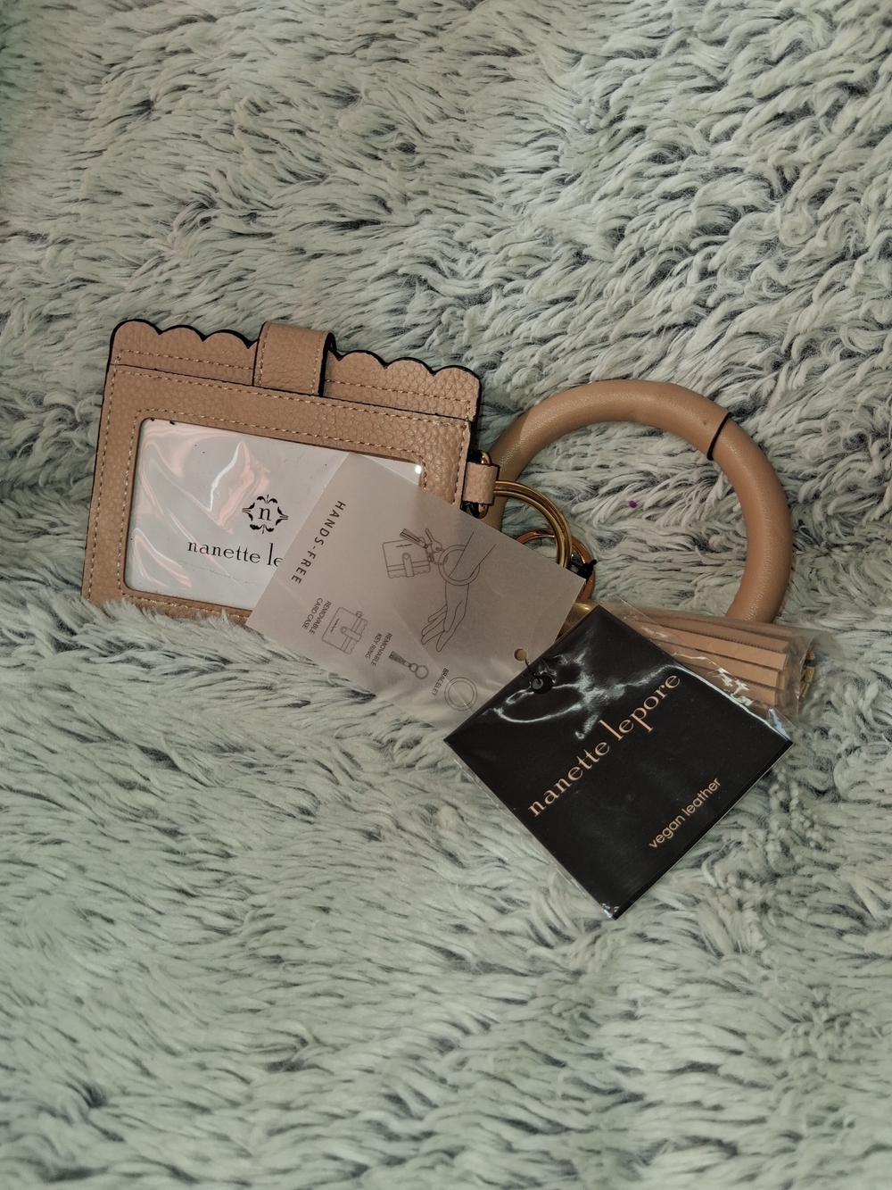 Nanette Lepore Blush Scalloped Cardholder Wristlet with Tassel Ring